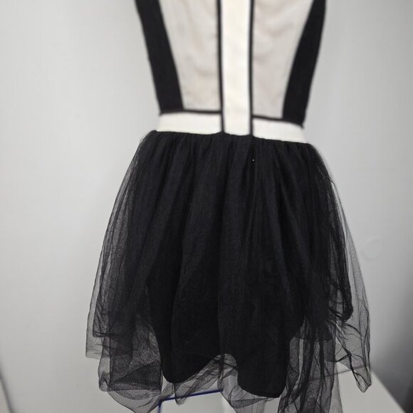 BCBGeneration Black White Lace Tulle Raceback Mini Party Prom Dress - Picture 6 of 13